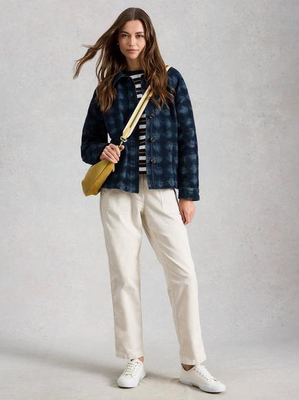 White Stuff Eden Jacquard Denim Jacket, Blue Denim, Blue Denim