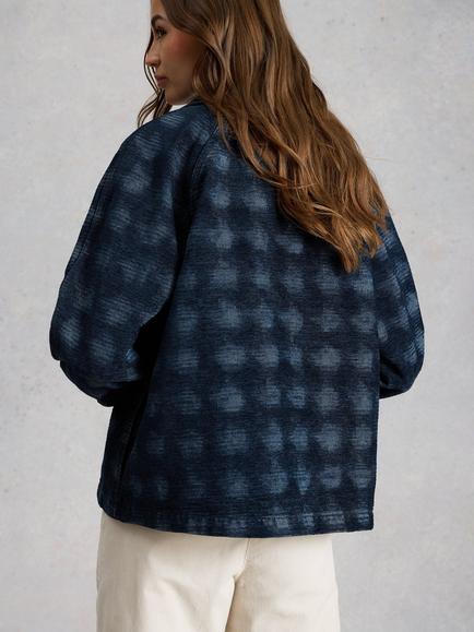 White Stuff Eden Jacquard Denim Jacket, Blue Denim - view 2, Blue Denim