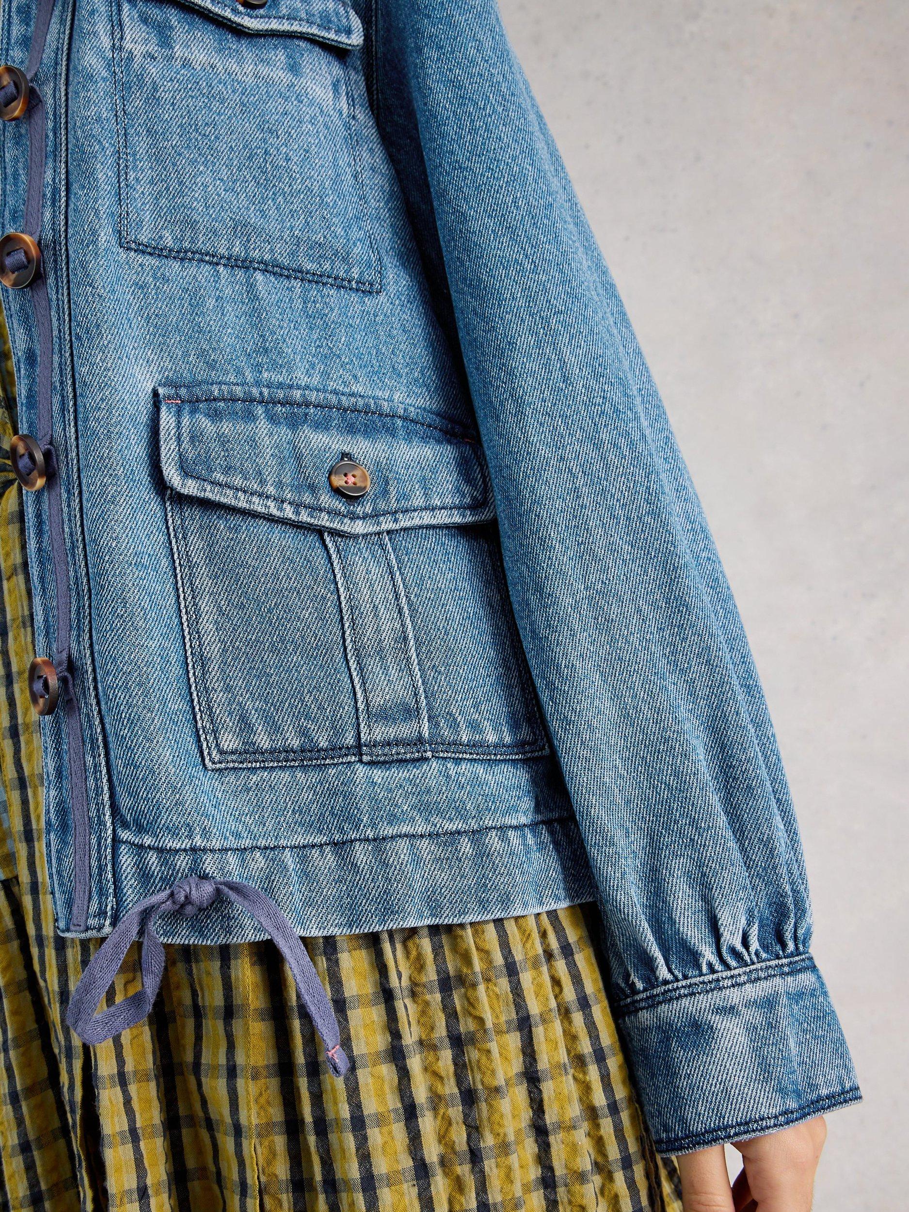 Product image 3 of 6, which shows White Stuff Demi Utility Denim Jacket, Blue, 6