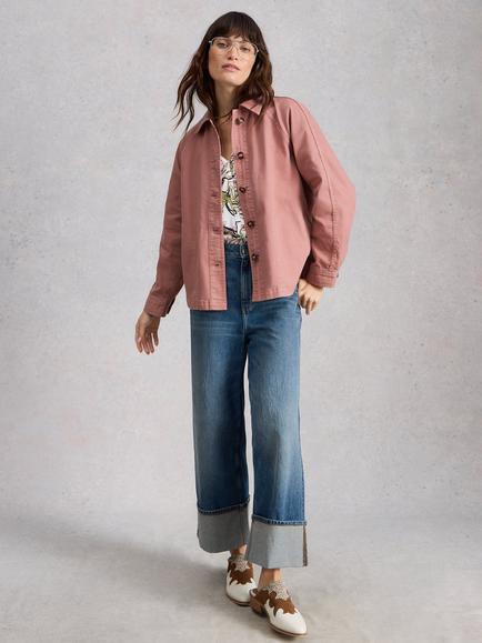 White Stuff Eden Relaxed Fit Denim Jacket, Pink, Pink
