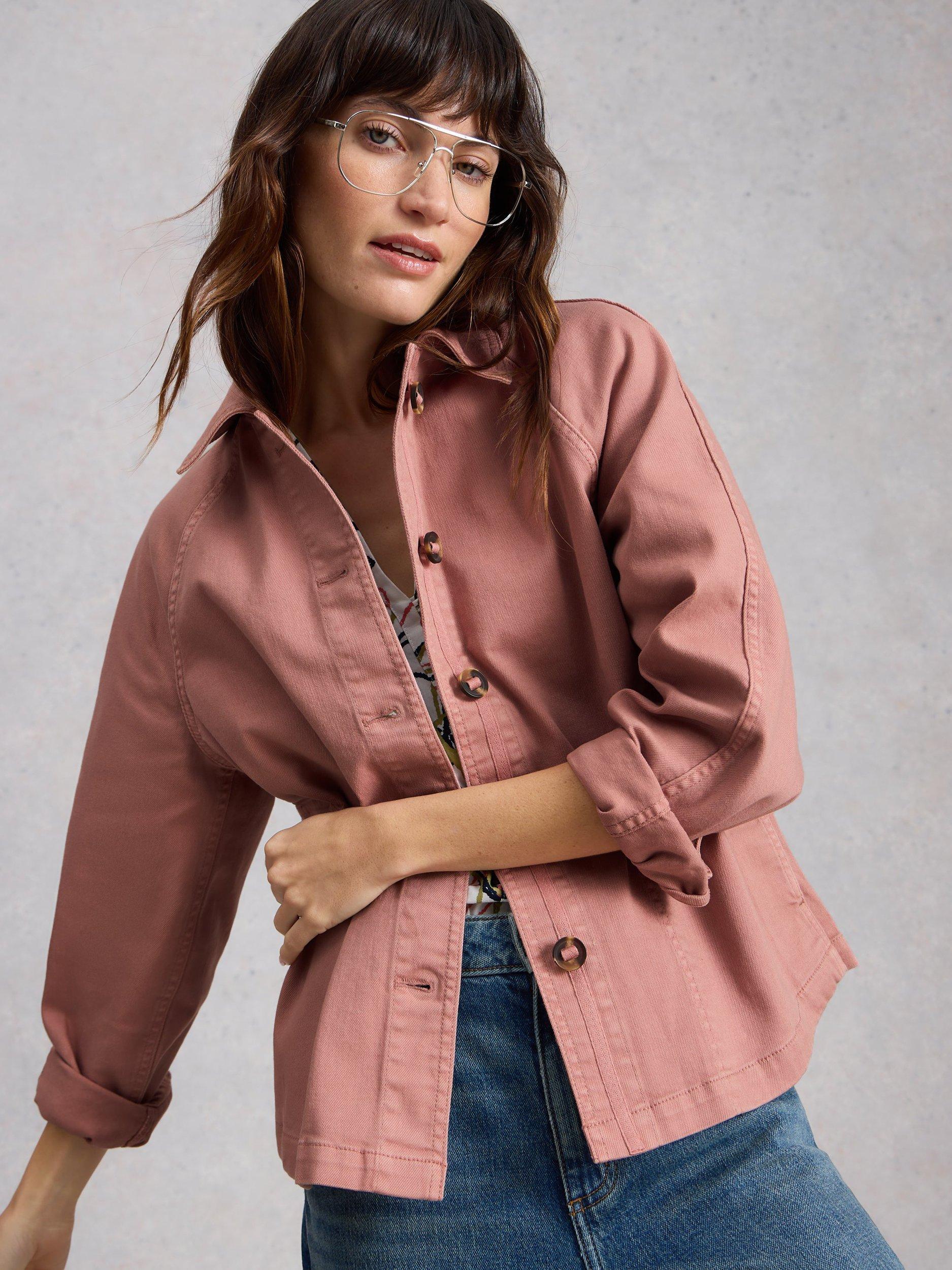 Product image 4 of 6, which shows White Stuff Eden Relaxed Fit Denim Jacket, Pink, 6