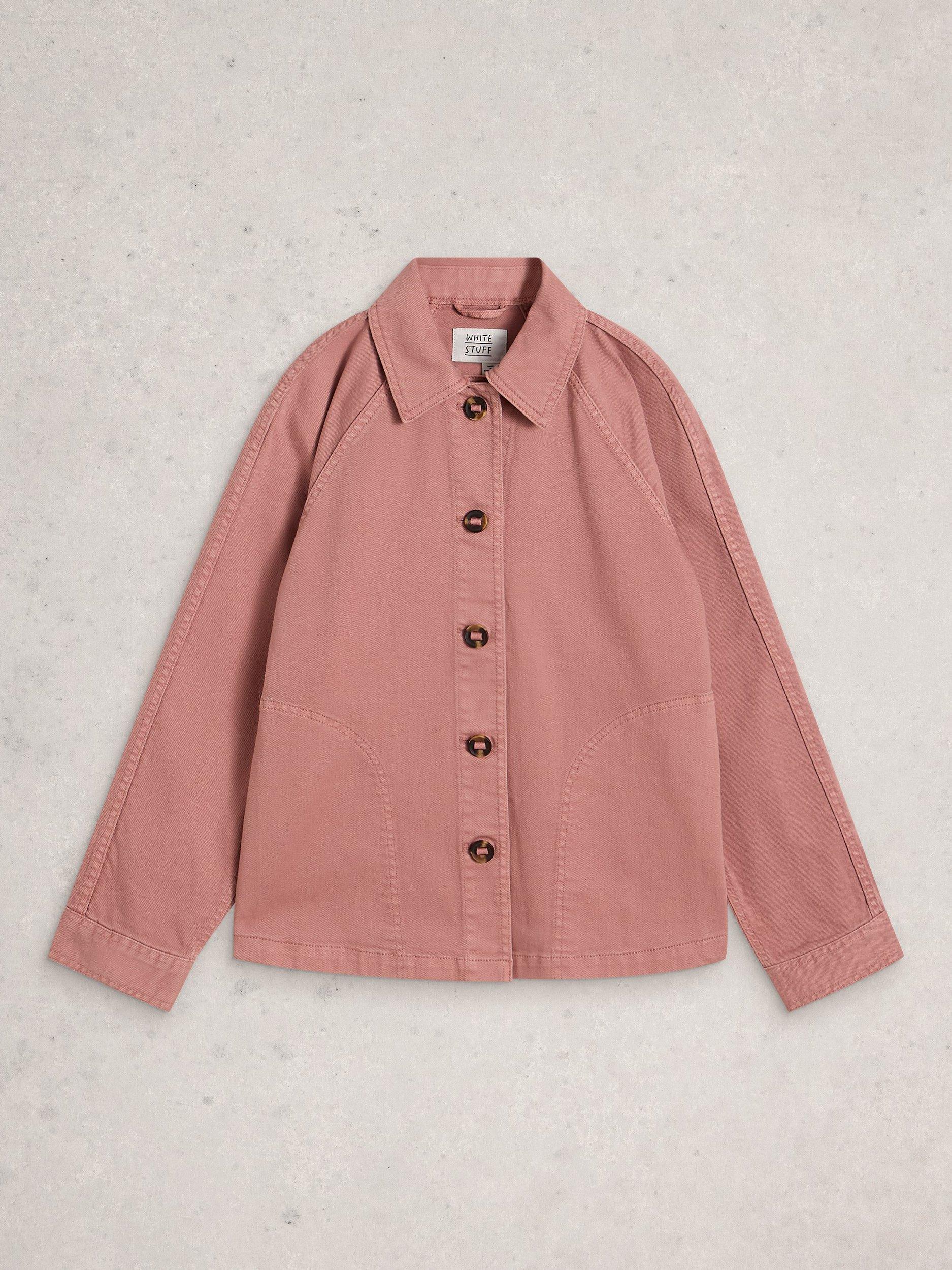 Product image 5 of 6, which shows White Stuff Eden Relaxed Fit Denim Jacket, Pink, 6