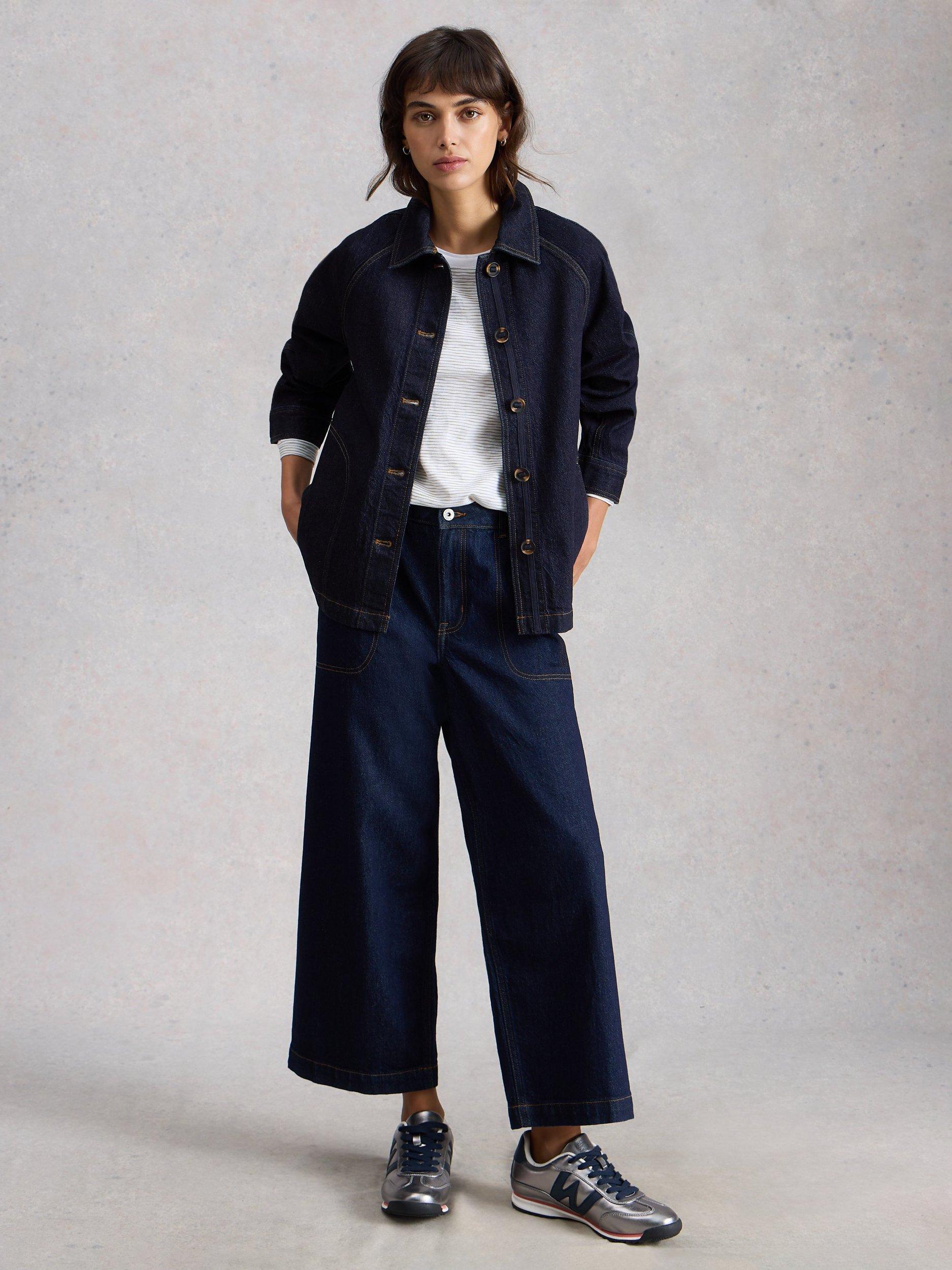 Product image 1 of 6, which shows White Stuff Eden Organic Cotton Denim Jacket, Dark Blue, 6