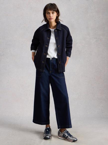 White Stuff Eden Organic Cotton Denim Jacket, Dark Blue