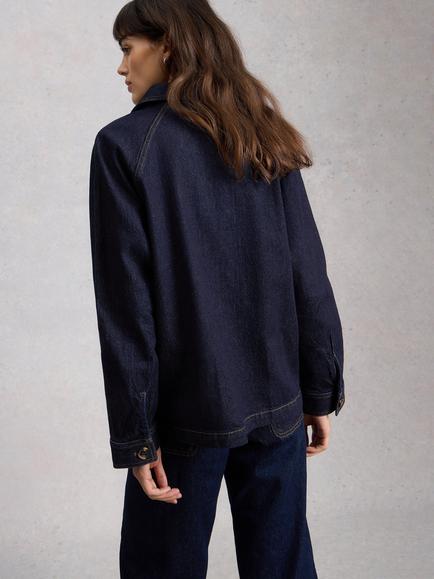 White Stuff Eden Organic Cotton Denim Jacket - view 2, Dark Blue