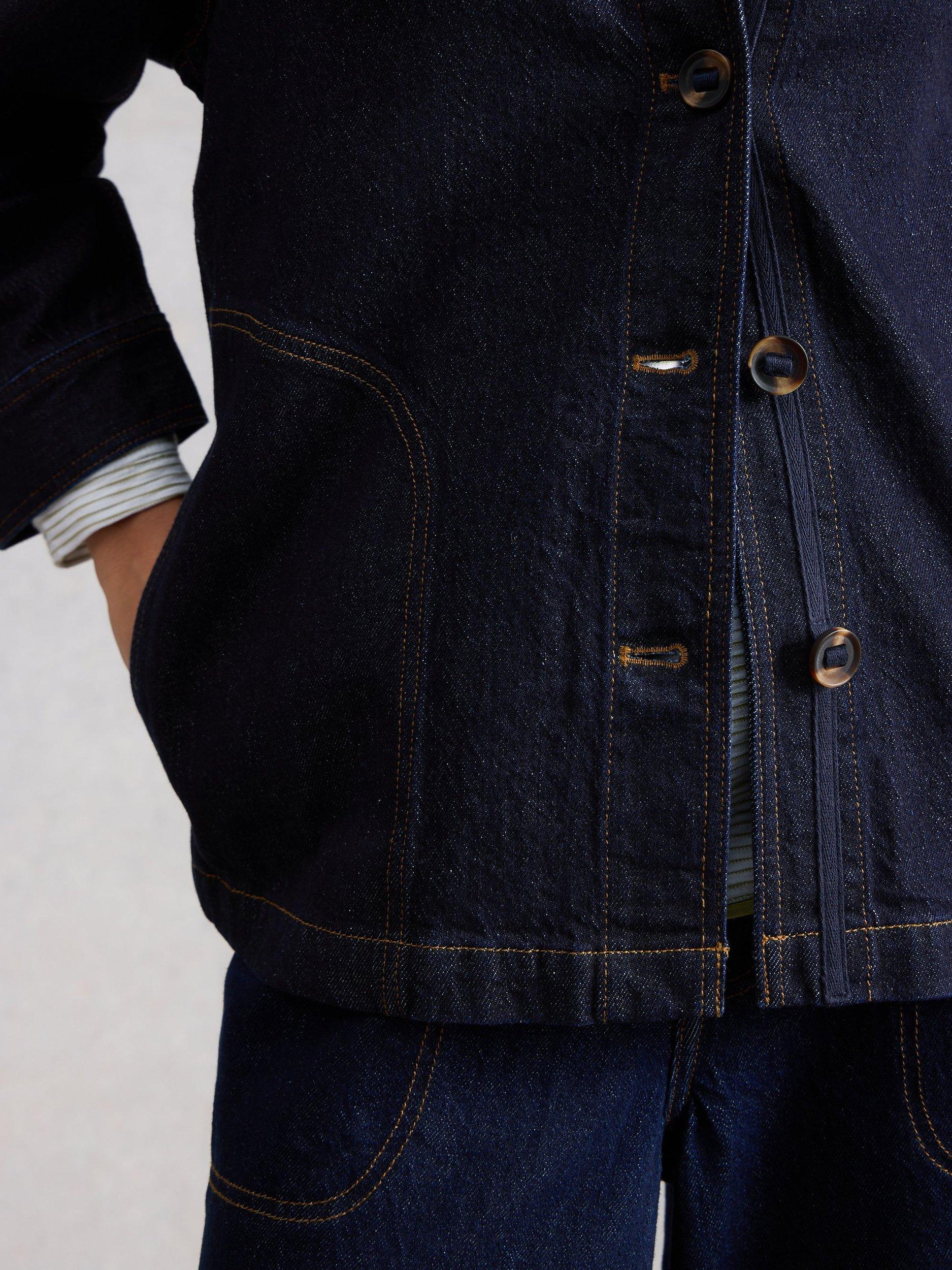 Product image 3 of 6, which shows White Stuff Eden Organic Cotton Denim Jacket, Dark Blue, 6