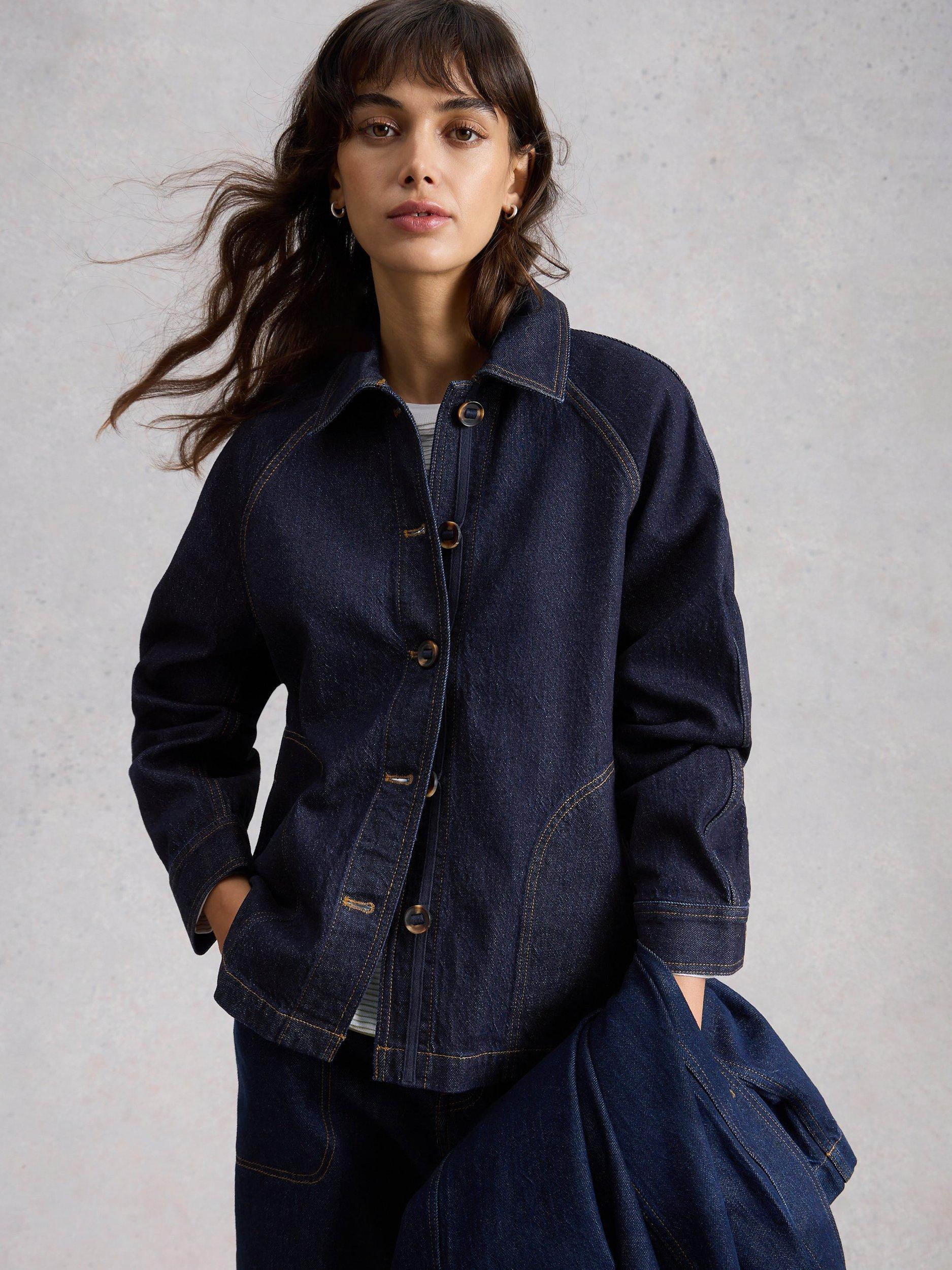 Product image 4 of 6, which shows White Stuff Eden Organic Cotton Denim Jacket, Dark Blue, 6