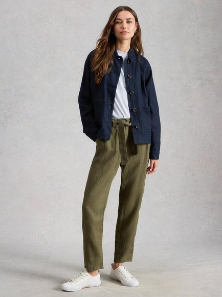 White Stuff Isabel Pure Linen Jacket, Midnight - view 2, Midnight