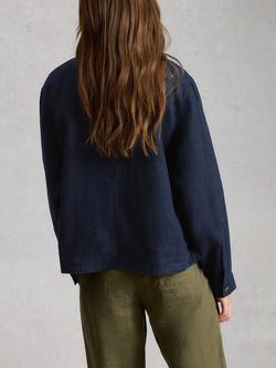 White Stuff Isabel Pure Linen Jacket, Midnight - view 2, Midnight