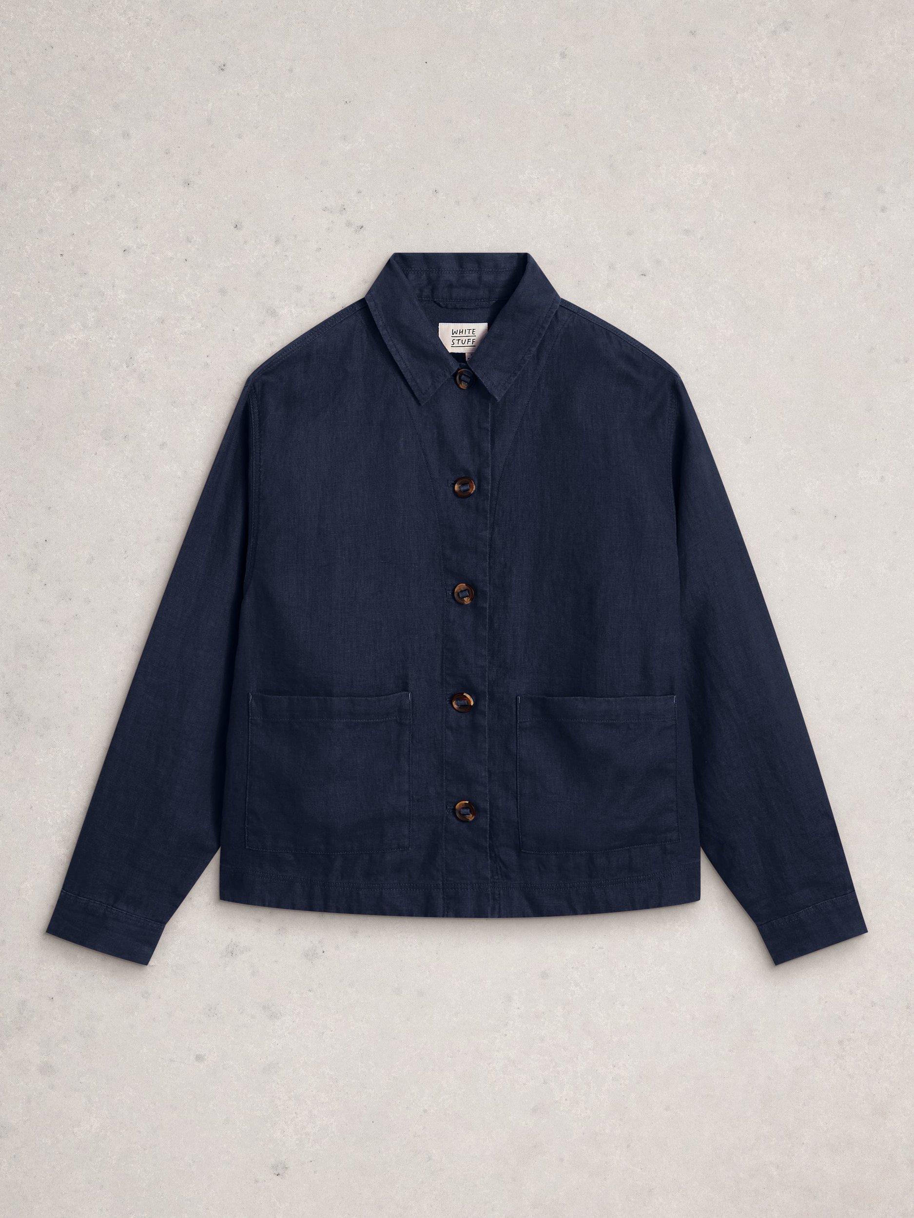 Product image 5 of 6, which shows White Stuff Isabel Pure Linen Jacket, Midnight, 6