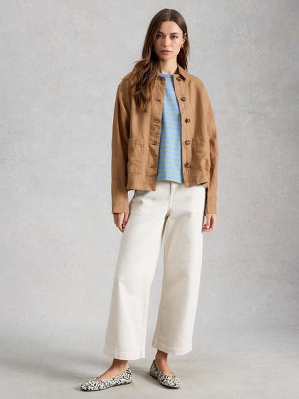 White Stuff Isabel Pure Linen Jacket, Tan, Tan