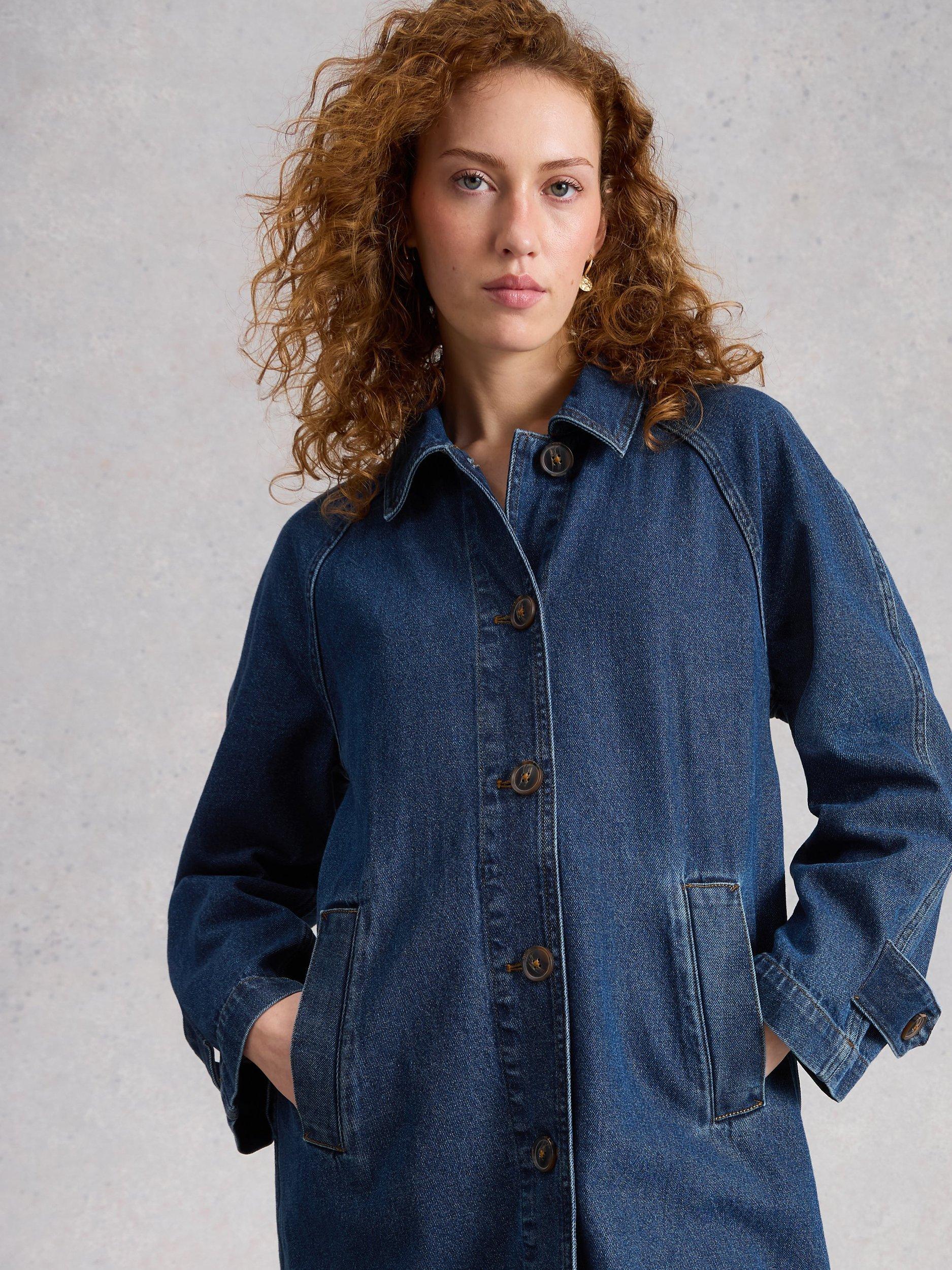 Product image 3 of 6, which shows White Stuff Oakleigh Longline Denim Jacket, Blue, 6