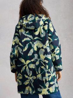 White Stuff Willow Leaves Waterproof Coat, Teal/Multi - view 2, Teal/Multi