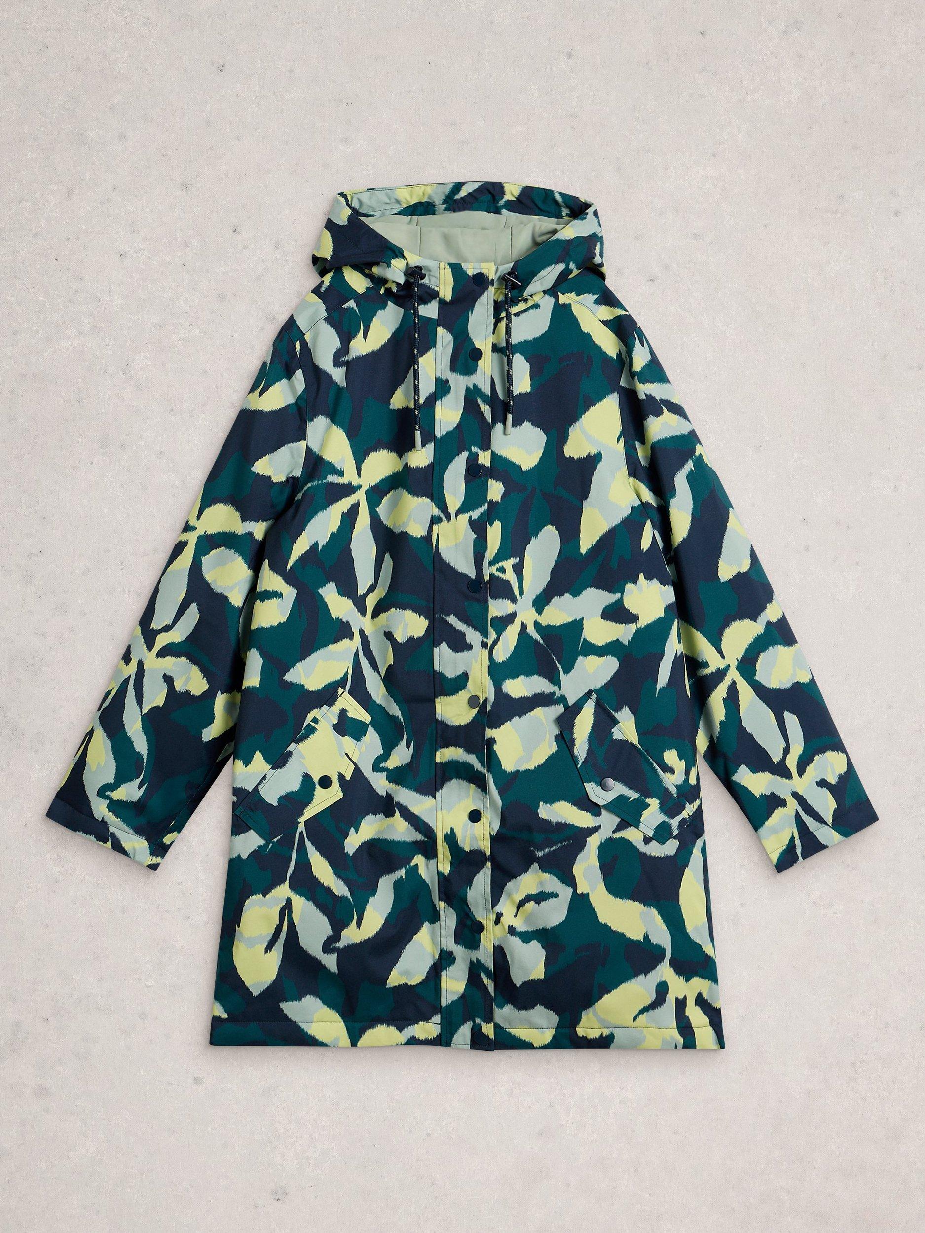 Product image 5 of 6, which shows White Stuff Willow Leaves Waterproof Coat, Teal/Multi, 6