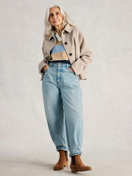 White Stuff Aubrey Barrel Leg Jeans, Light Blue, Light Blue