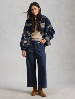 White Stuff Tia Wide Leg Cropped Jeans, Dark Blue - view 2, Dark Blue