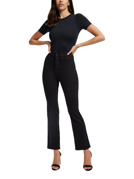 Good American Good Curve Straight Jeans, Black, Black