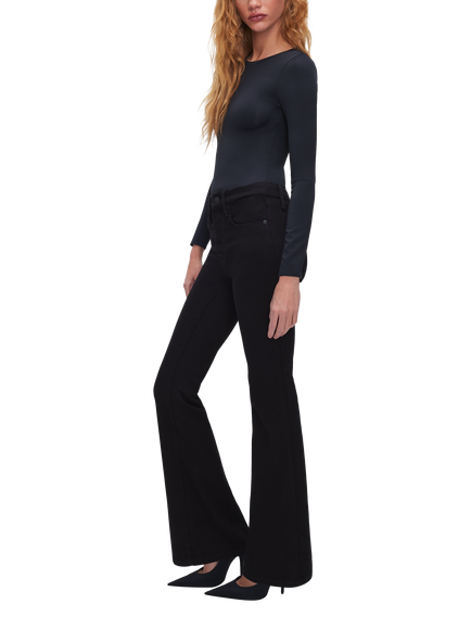 Good American Good Leg Flared Jeans, Black - view 2, Black