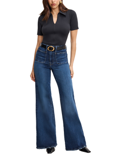 Good American Soft Tech Palazzo Jeans, Dark Blue, Dark Blue