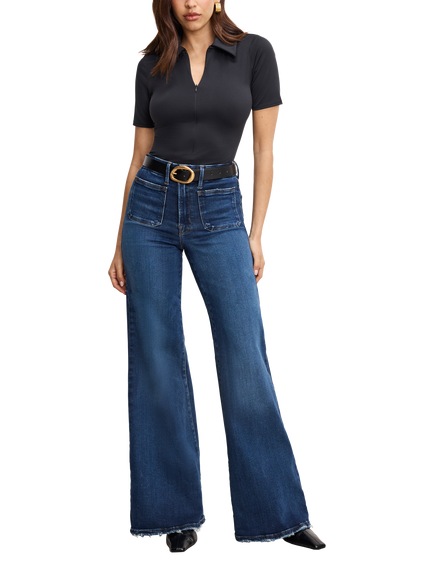 Good American Soft Tech Palazzo Jeans, Dark Blue, Dark Blue