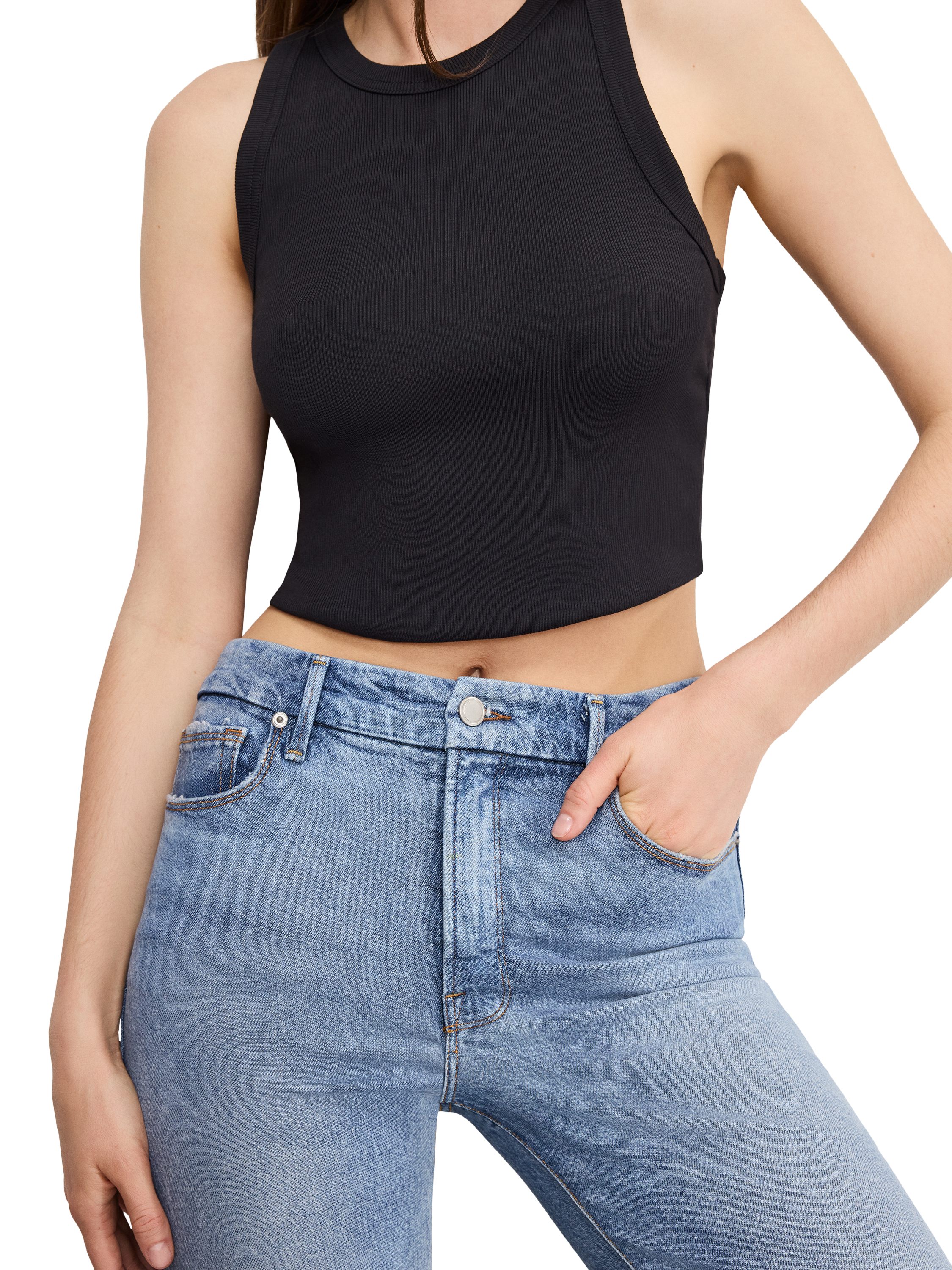 Product image 2 of 5, which shows Good American Good Classic Bootcut Jeans, Indigo627, 24