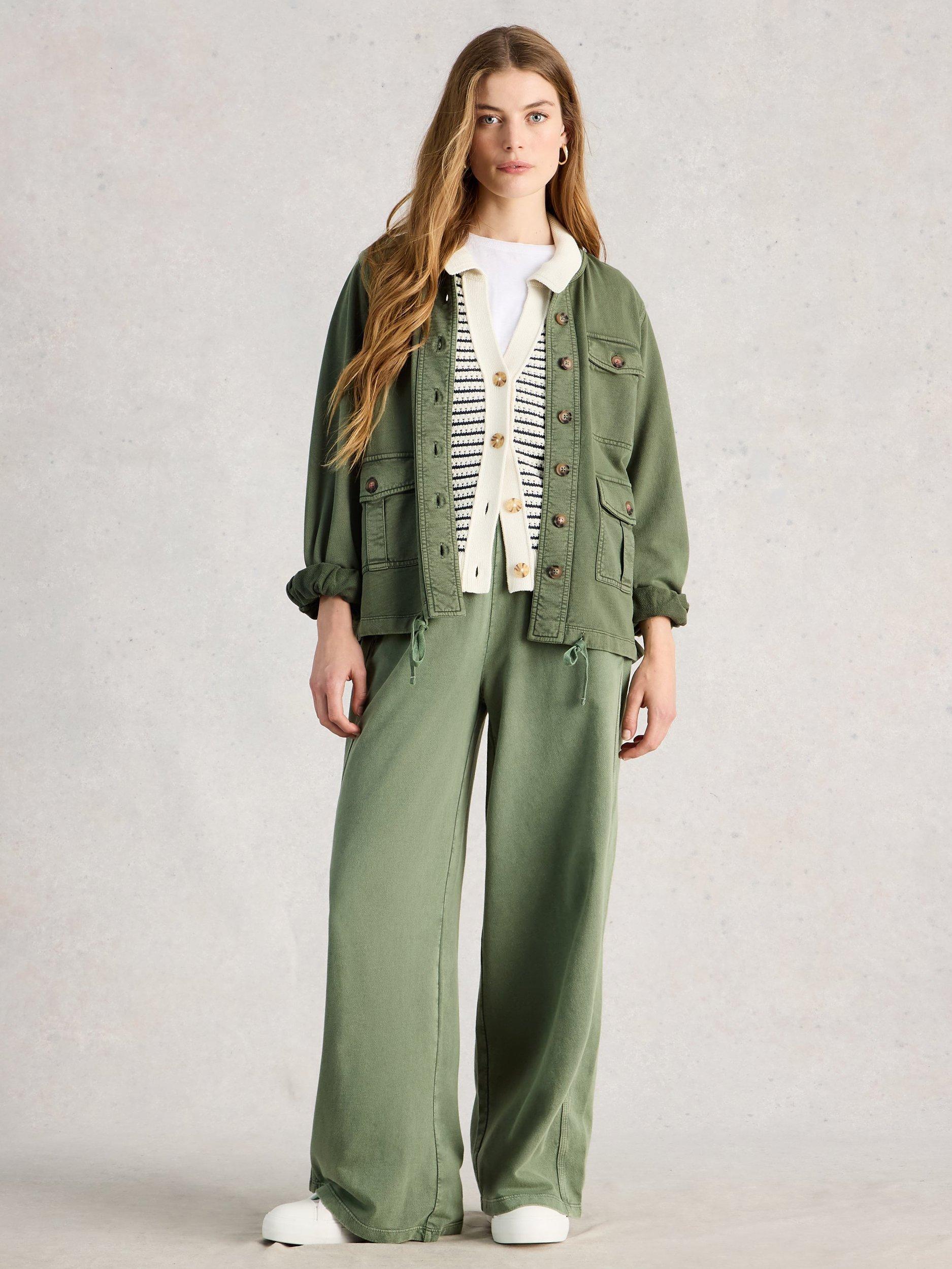 Product image 1 of 6, which shows White Stuff Demi Utility Jersey Jacket, Green, 6