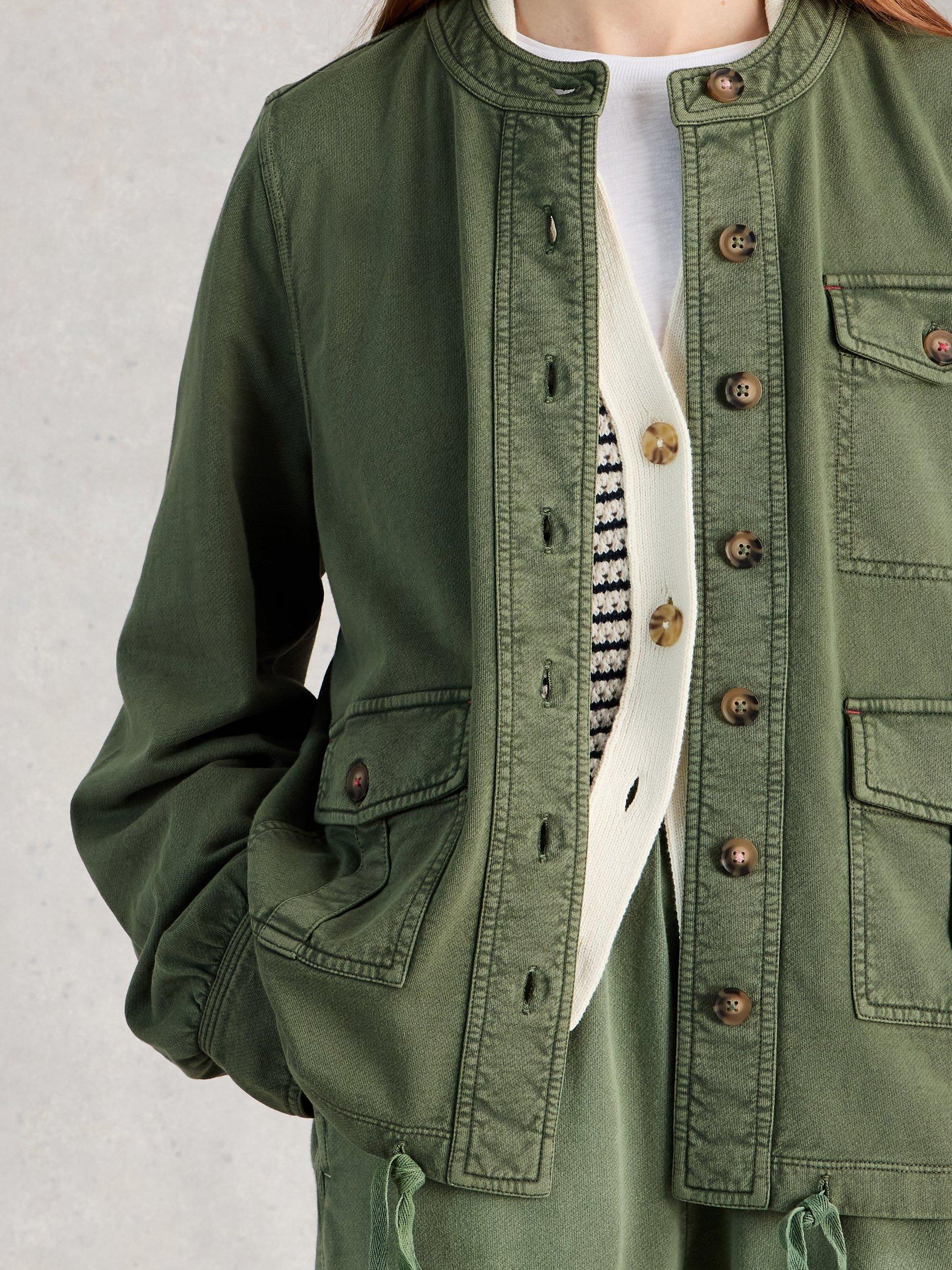 Product image 3 of 6, which shows White Stuff Demi Utility Jersey Jacket, Green, 6