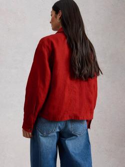 White Stuff Isabel Pure Linen Jacket, Red - view 2, Red
