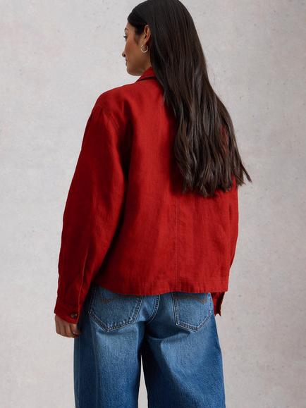 White Stuff Isabel Pure Linen Jacket, Red - view 2, Red
