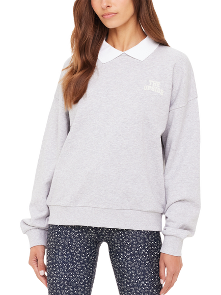 THE UPSIDE Pascal Collared Crew Neck Sweatshirt, Grey, Grey