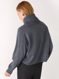 Whistles Cowl Neck Pure Wool Jumper - view 2, Grey