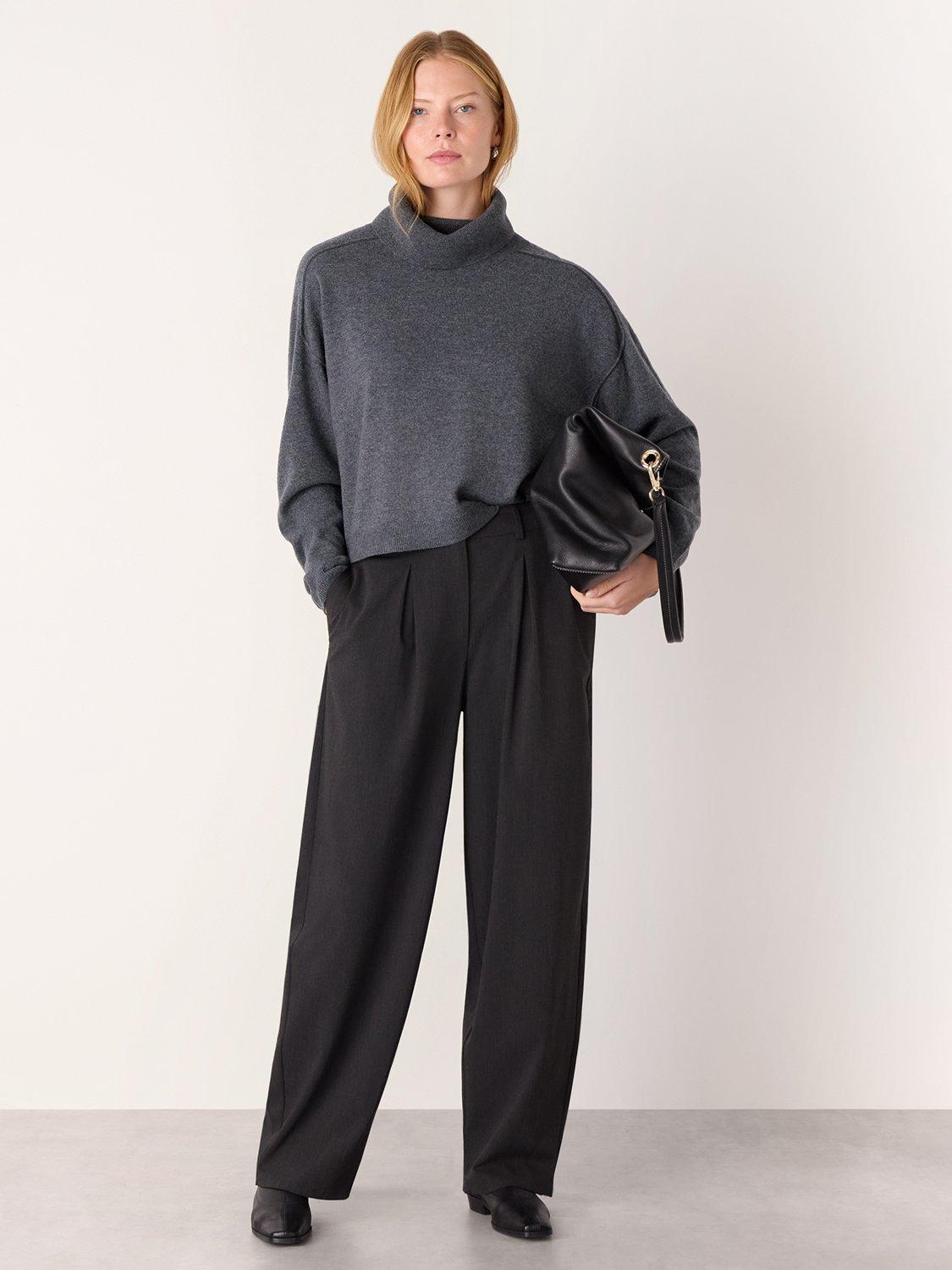 Product image 3 of 5, which shows Whistles Cowl Neck Pure Wool Jumper, Grey, XS