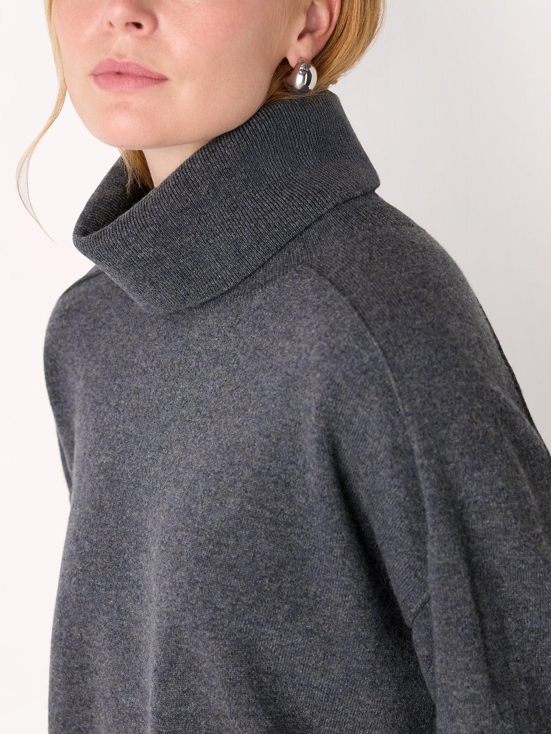 Product image 4 of 5, which shows Whistles Cowl Neck Pure Wool Jumper, Grey, XS