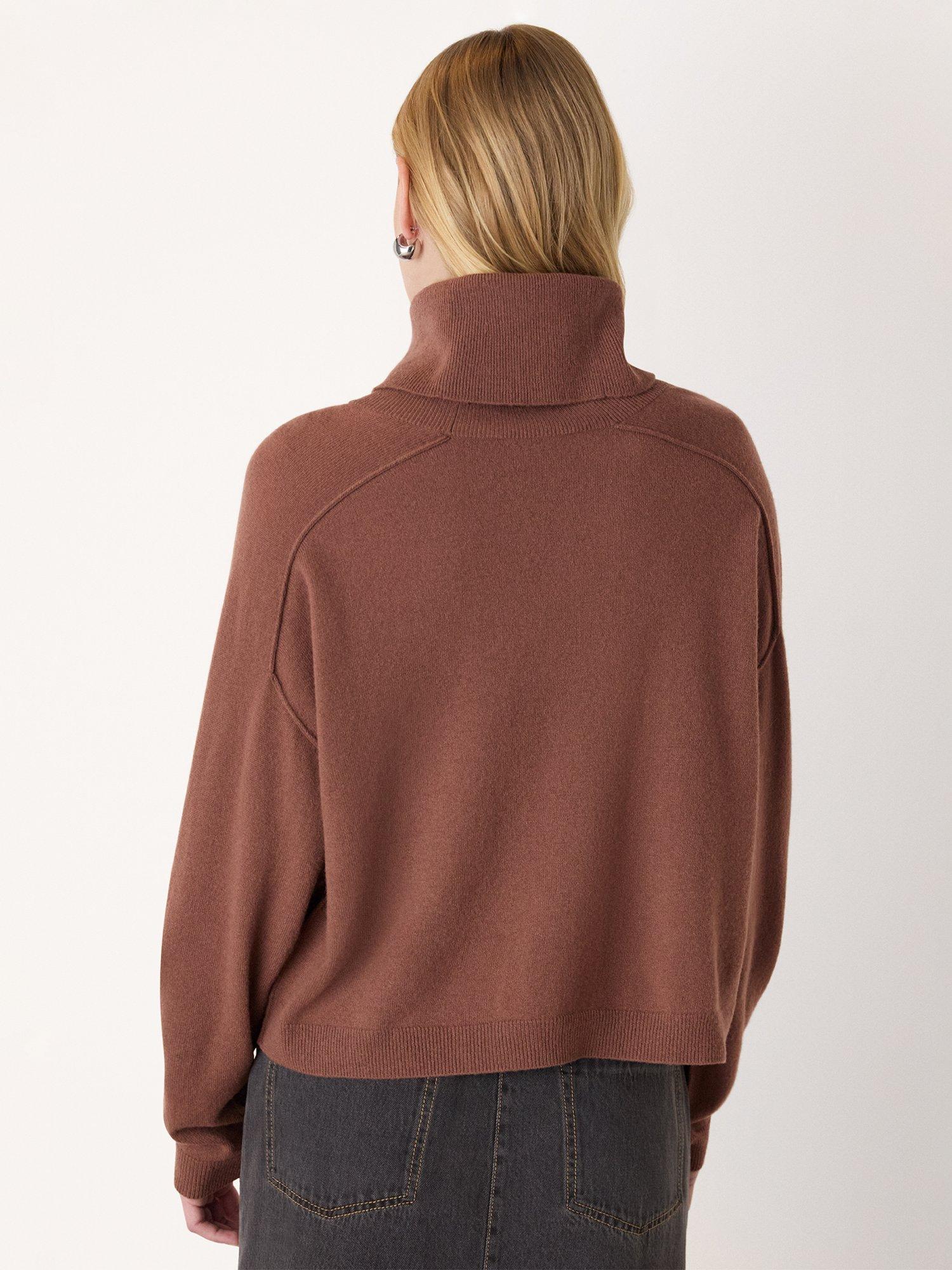 Product image 2 of 5, which shows Whistles Cowl Neck Pure Wool Jumper, Brown, XS
