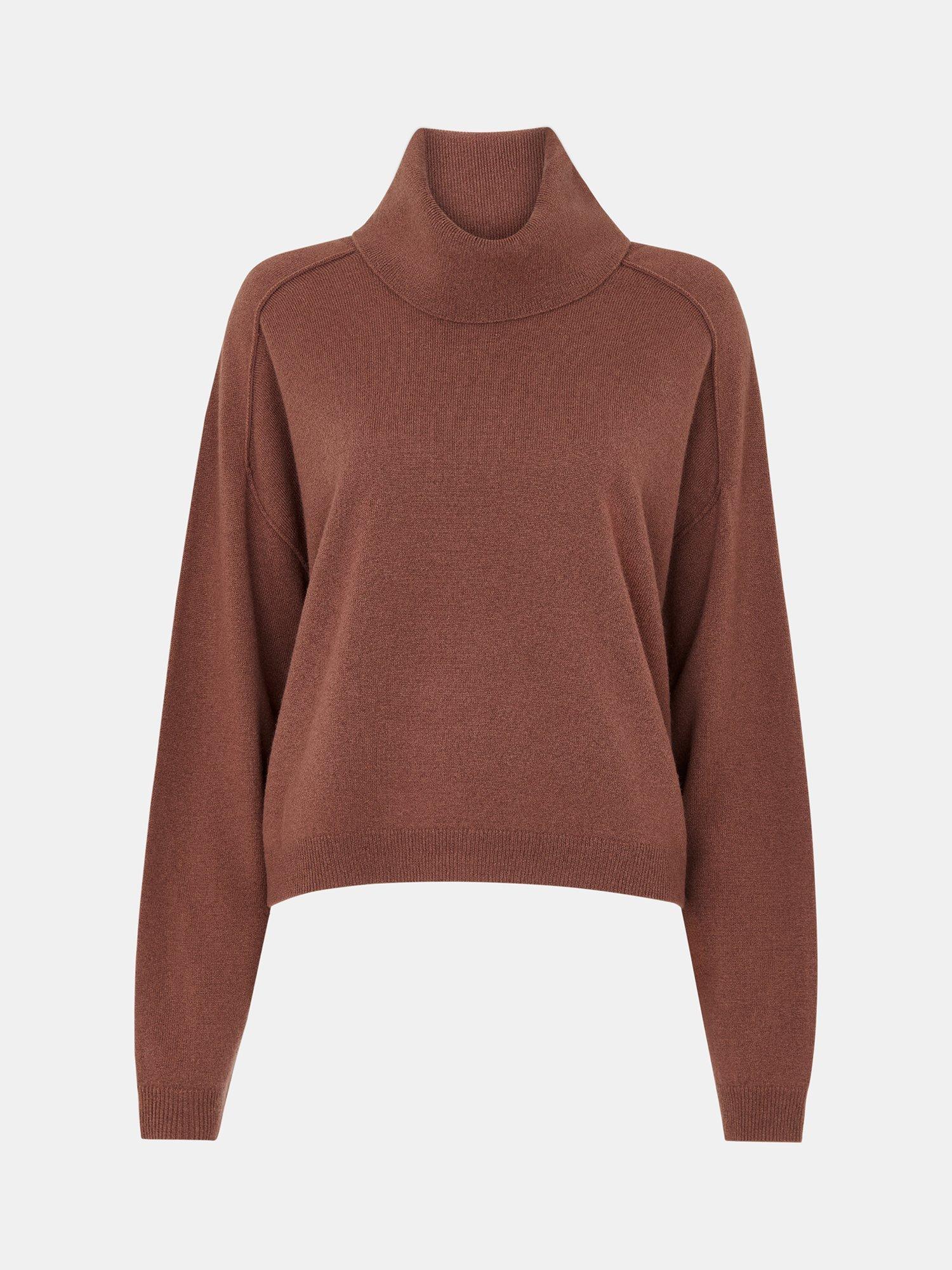 Product image 5 of 5, which shows Whistles Cowl Neck Pure Wool Jumper, Brown, XS