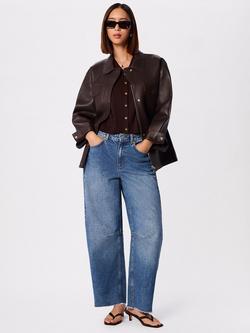 Whistles Authentic Raw Hem Barrel Leg Jeans, Blue, Blue