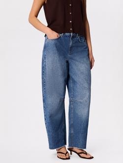 Whistles Authentic Raw Hem Barrel Leg Jeans, Blue - view 2, Blue