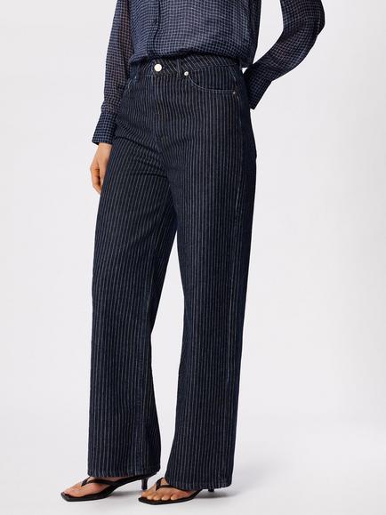 Whistles Authentic Stripe Jeans, Navy/Multi, Navy/Multi