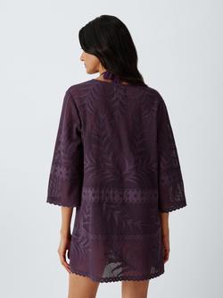 John Lewis Jacquard Mesh Kaftan - view 2, Plum