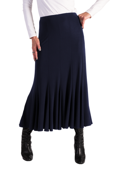 chesca Panelled Midi Skirt, Navy, Navy