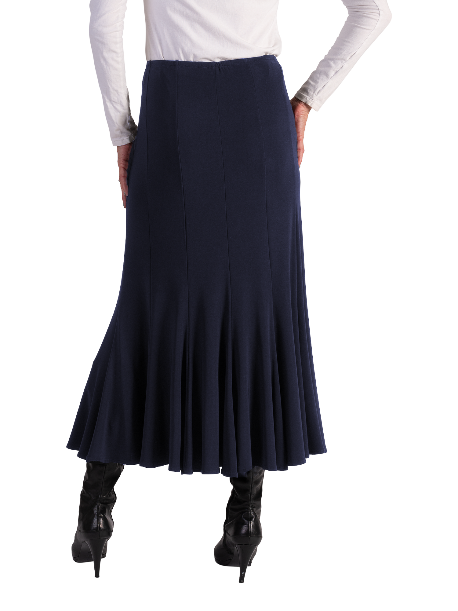 Product image 2 of 5, which shows chesca Panelled Midi Skirt, Navy, 12-14