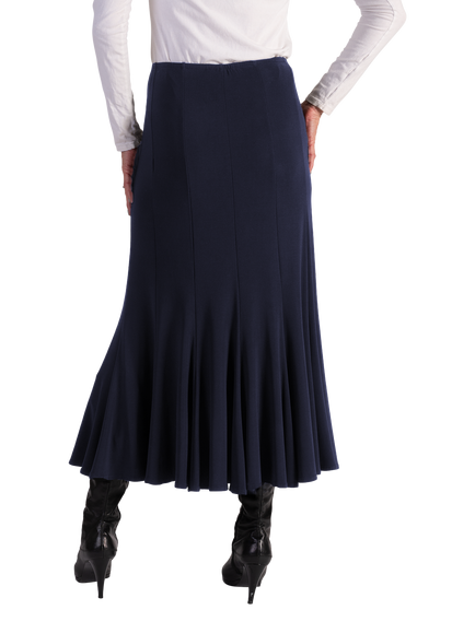 chesca Panelled Midi Skirt, Navy - view 2, Navy