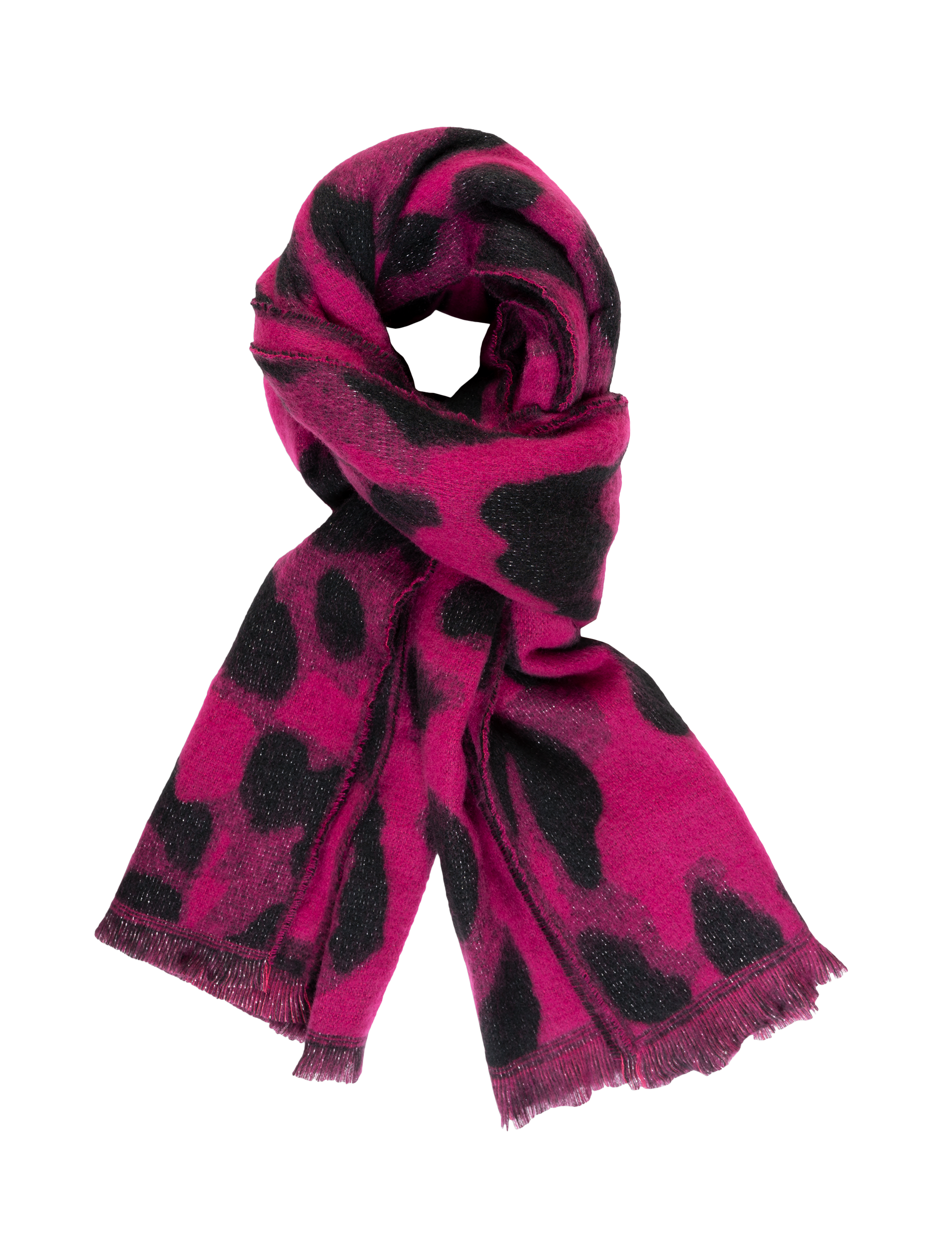 Product image 1 of 3, which shows chesca Sparkle Animal Print Scarf, Fuchsia/Black, One Size