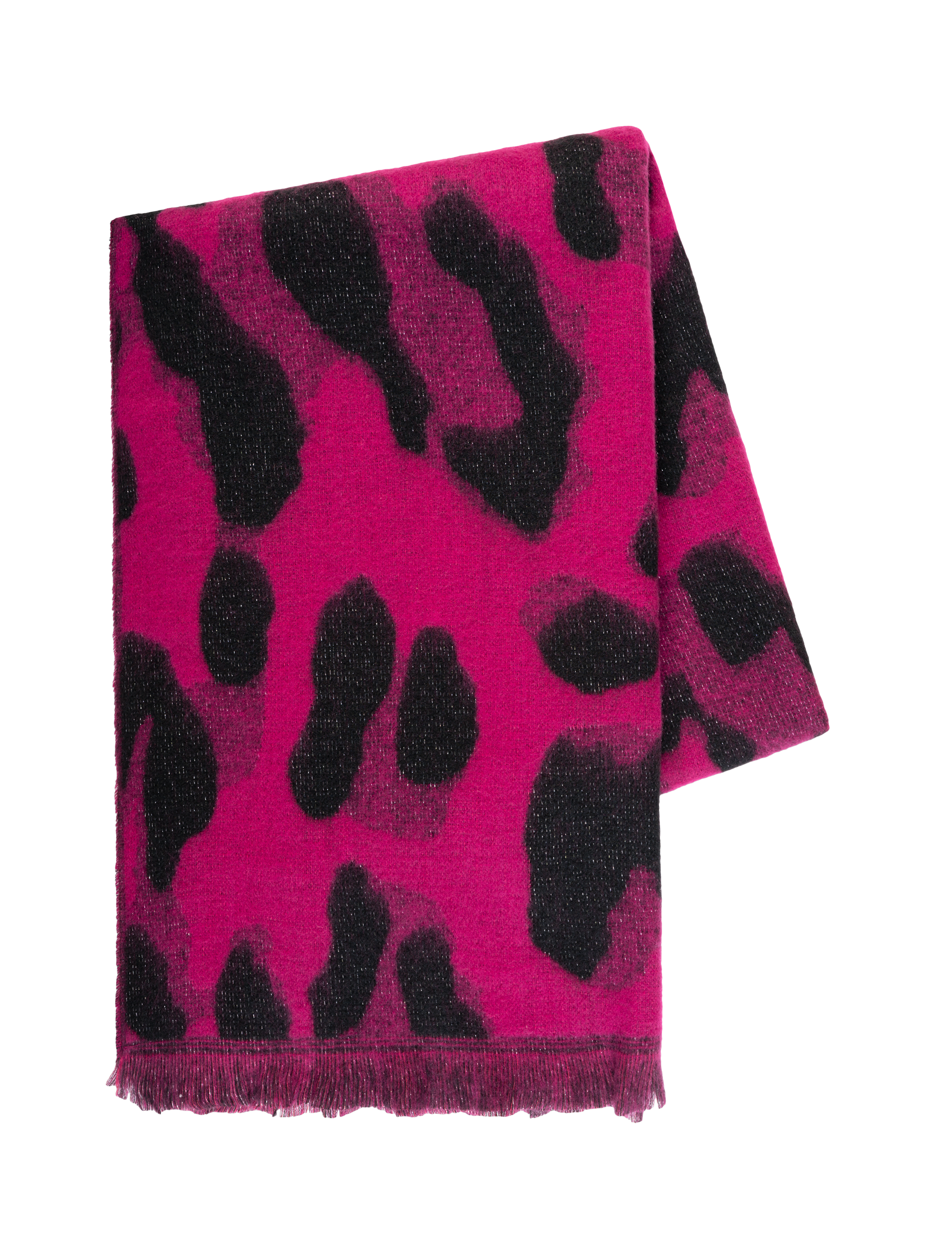 Product image 3 of 3, which shows chesca Sparkle Animal Print Scarf, Fuchsia/Black, One Size
