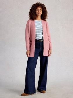 White Stuff Erin Ribbed Open Neck Cardigan, Pink, Pink