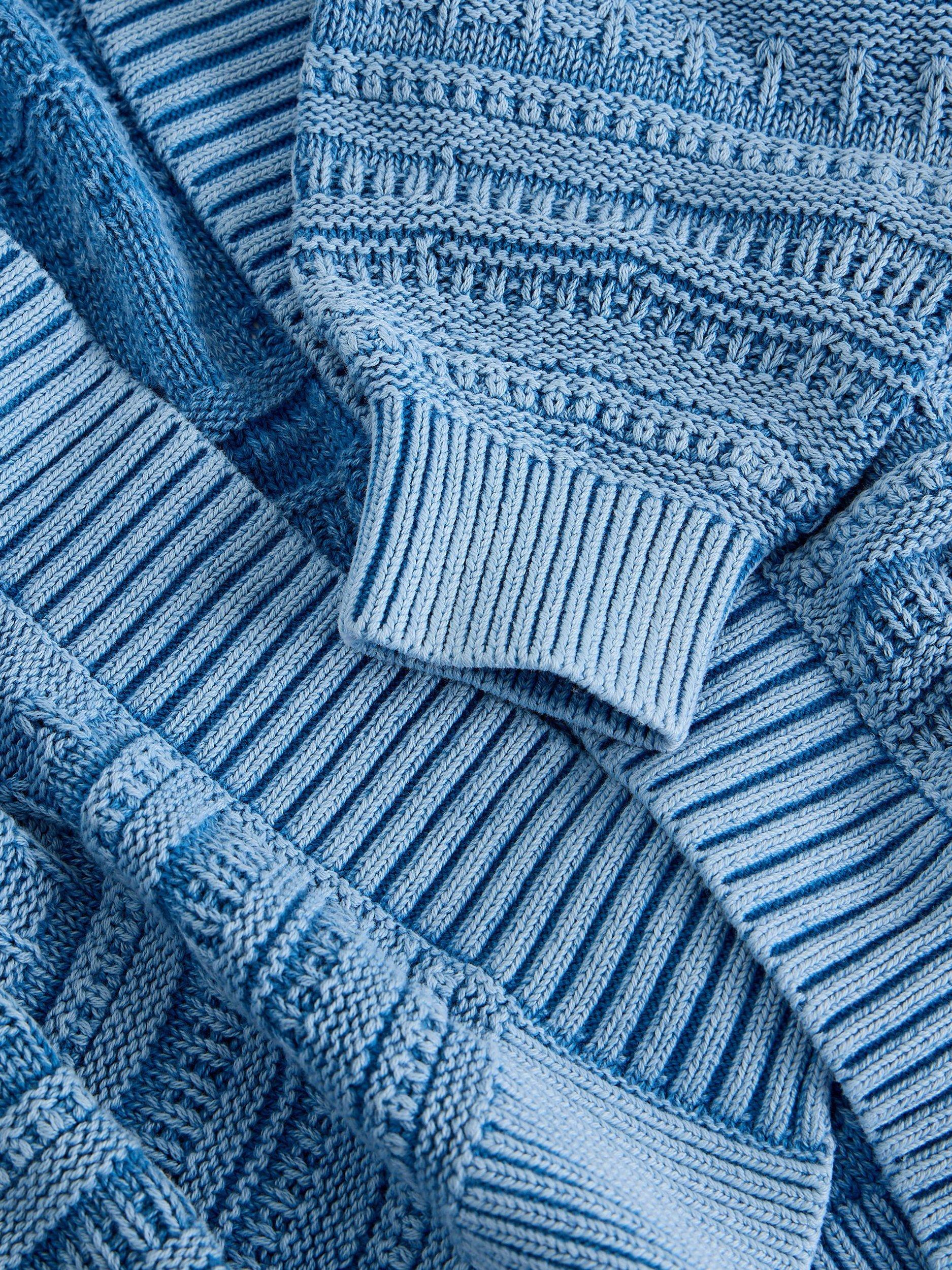 Product image 6 of 6, which shows White Stuff Kimberly Textured Open Neck Cardigan, Blue, S