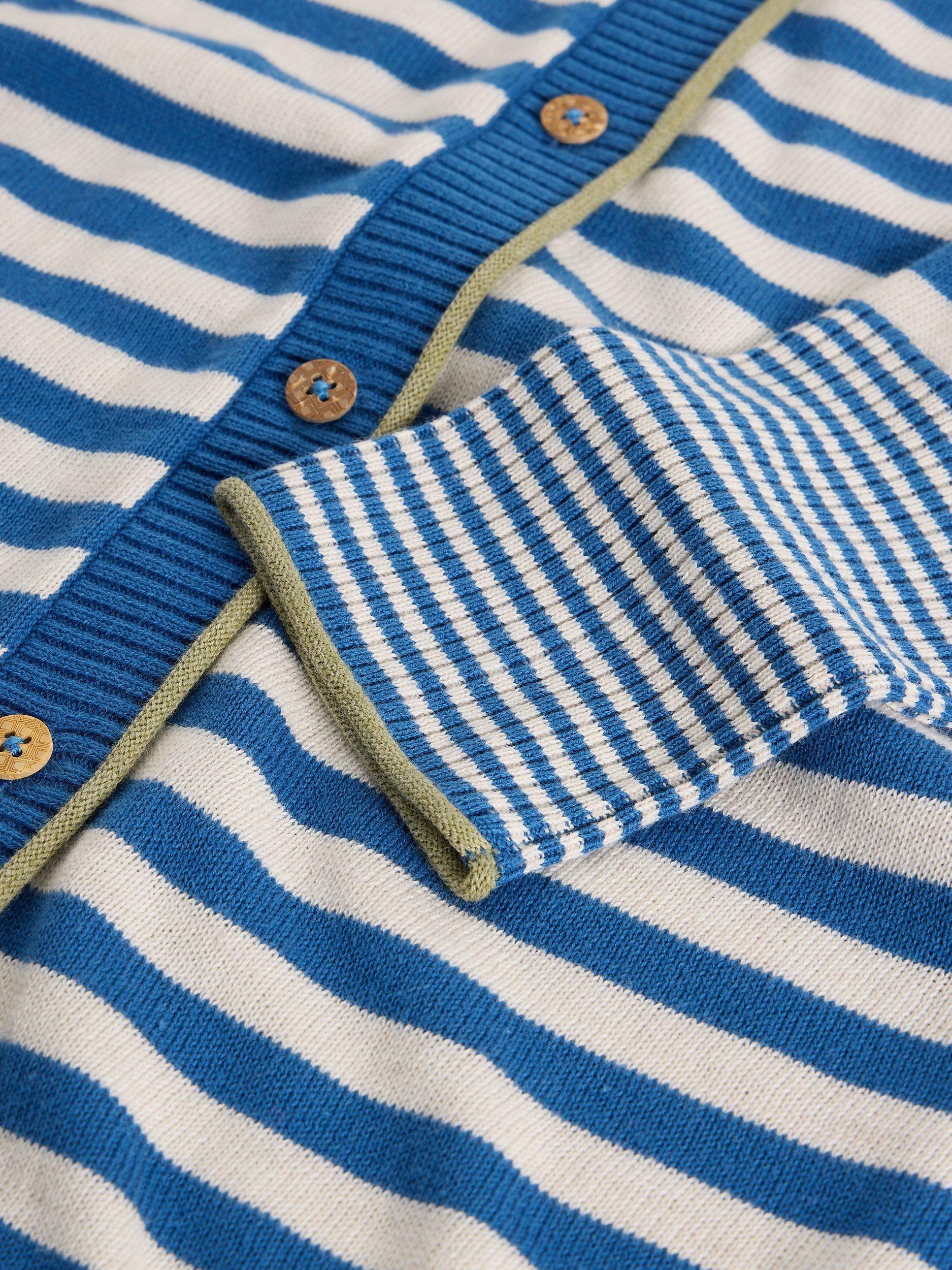 Product image 6 of 6, which shows White Stuff Lulu Striped Round Neck Cardigan , Blue/White, 6