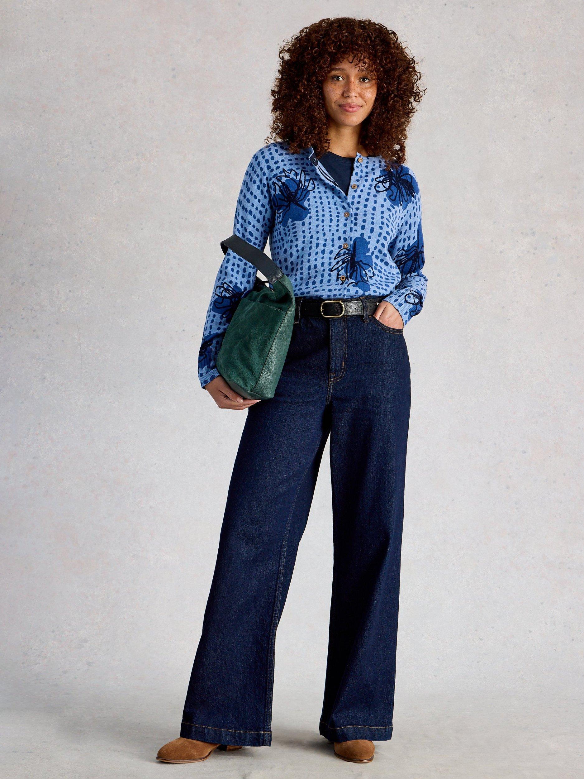 Product image 1 of 6, which shows White Stuff Lulu Abstract Floral Cardigan, Blue, 6