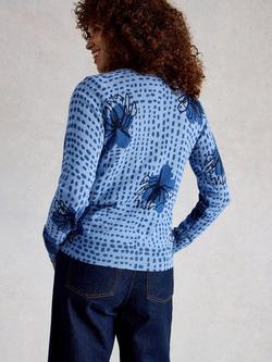 White Stuff Lulu Abstract Floral Cardigan, Blue - view 2, Blue