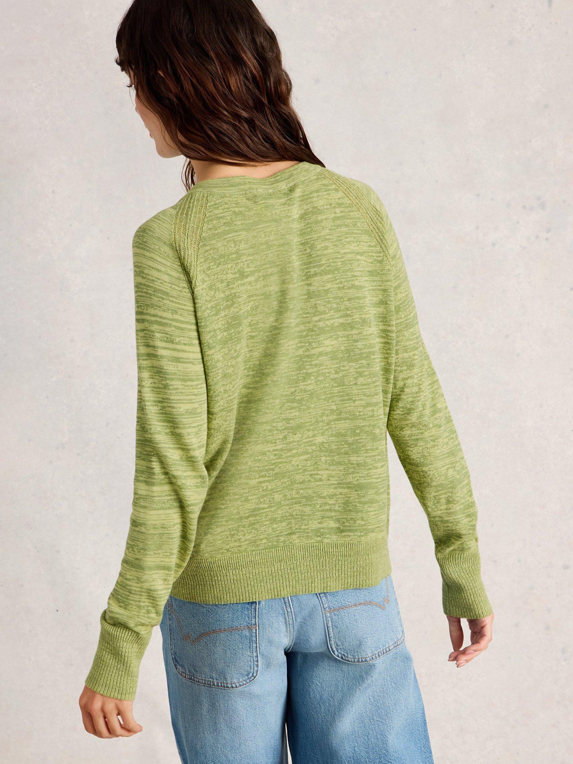 Product image 2 of 6, which shows White Stuff Lulu Striped Roll Neck Cardigan , Green, 6
